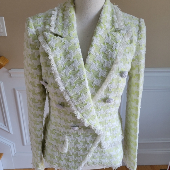 Luxedress Jackets & Blazers - NWOT!! Tassel Fringed Houndstooth Blends Tweed Blazer